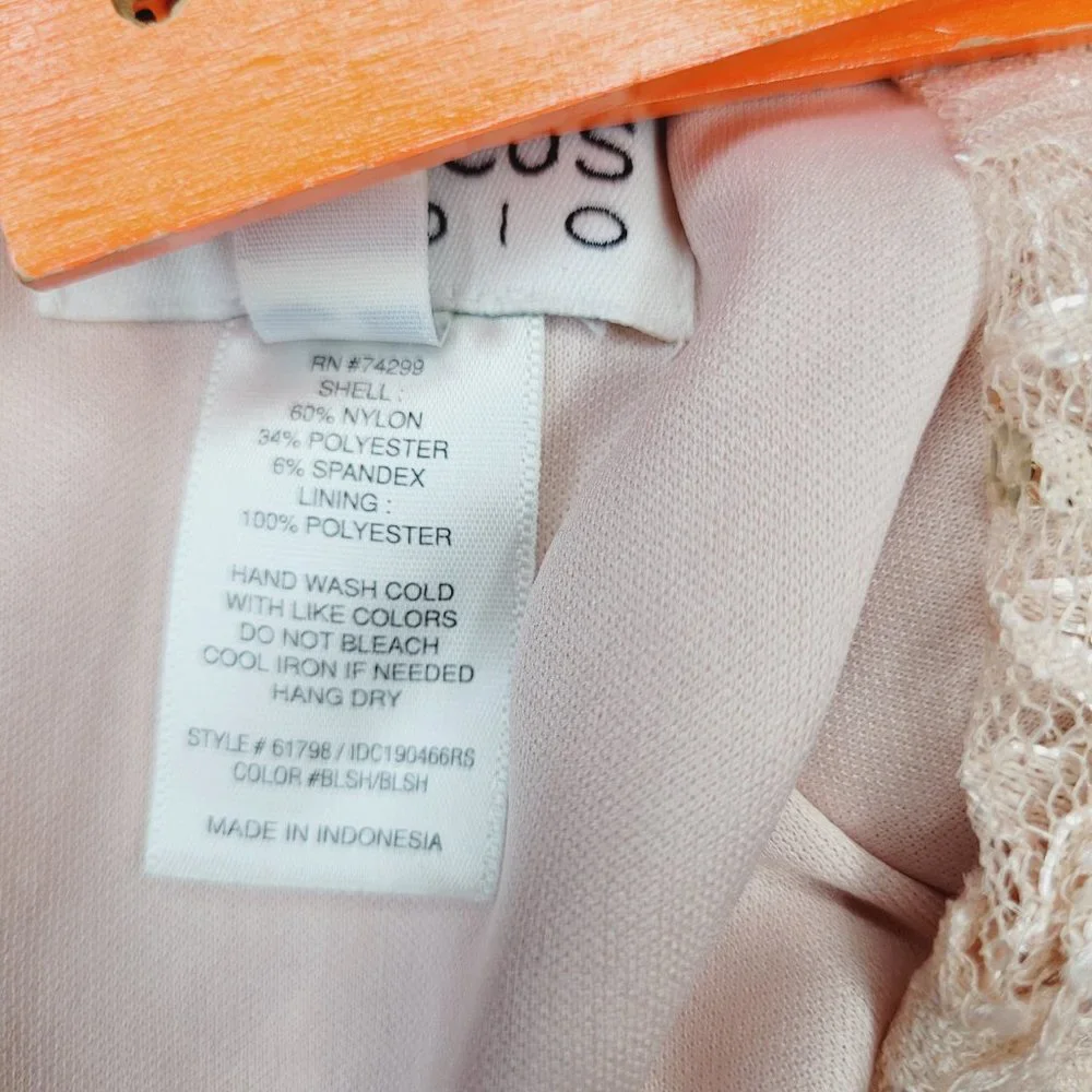 Enfocus Studios Dress Womens Sequin Lace Peach Size 4 Zipper Occasion Wedding - Picture 8 of 9